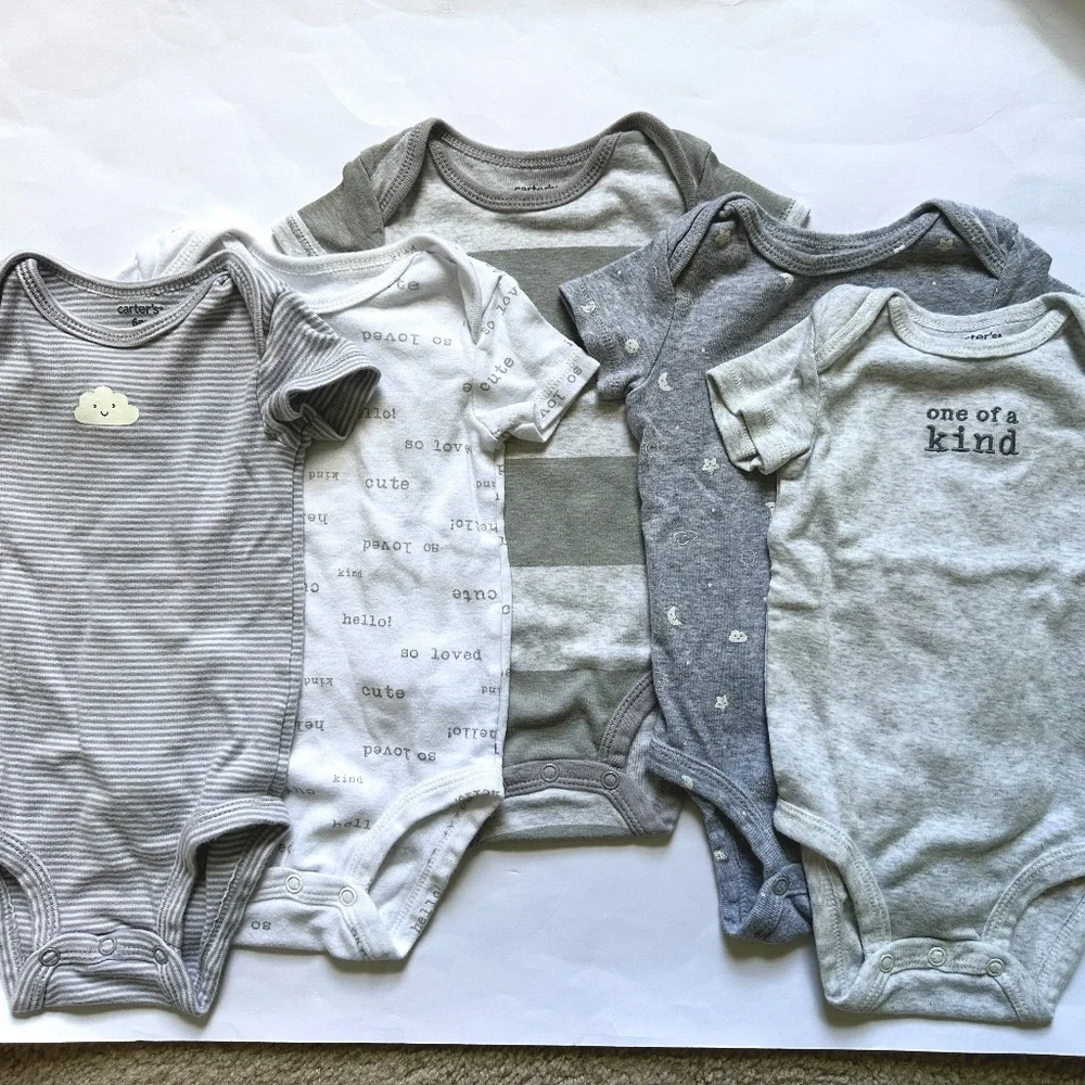 Baby Clothing Bundle 5 Piece Carter's Short Sleeve Bodysuit Onesie Set